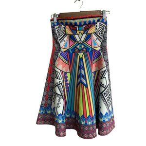 Flying Tomato Strapless Abstract Colorful Women's Small Flare Mini Dress EUC